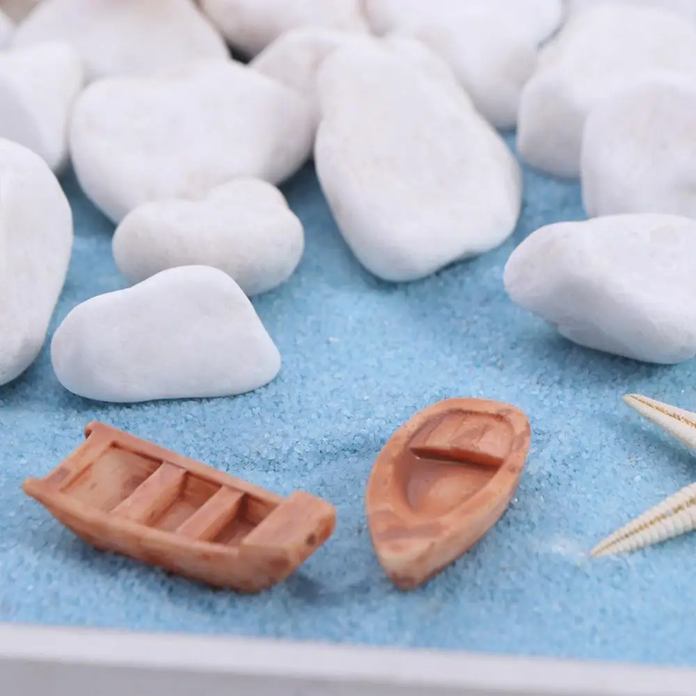 Micro Landscape Micro Landscape Boat Wooden Boat Resin Mini Boat Fish Tank Decoration Retro Figurines Art Crafts