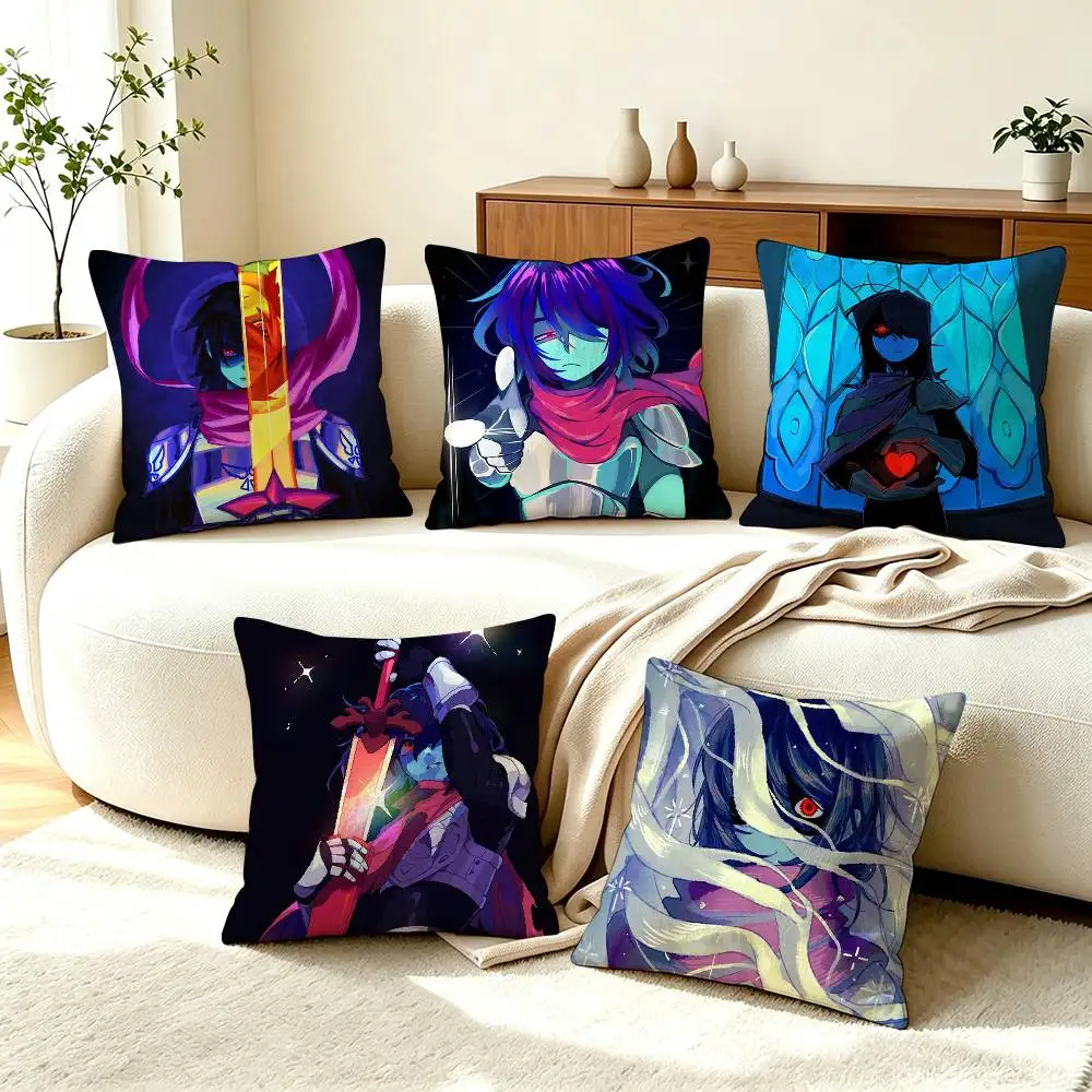 D-Deltarune Kris Game  Square Double-Sided printed Pillow Case Bedroom Bedside Pillow Sofa Cushion Cover