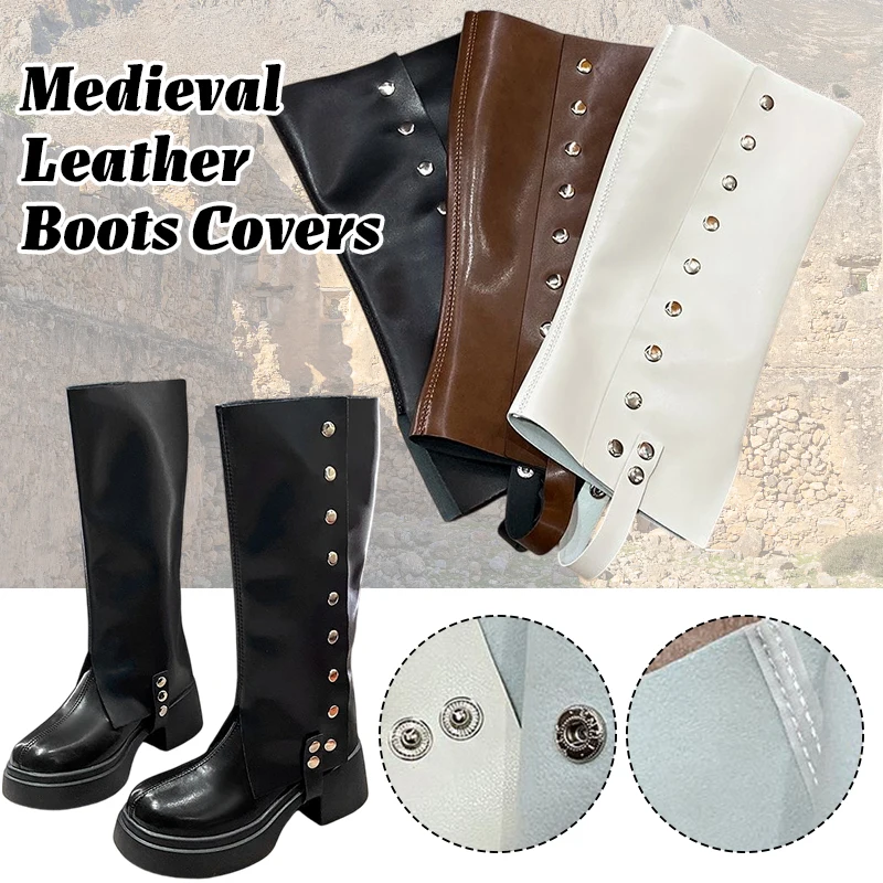 

Multicolor Medieval Leather Rivet Button Foot Cover Training Exercise Outdoor Hiking Sports Knee Pads Boot Cover Pu Accessories