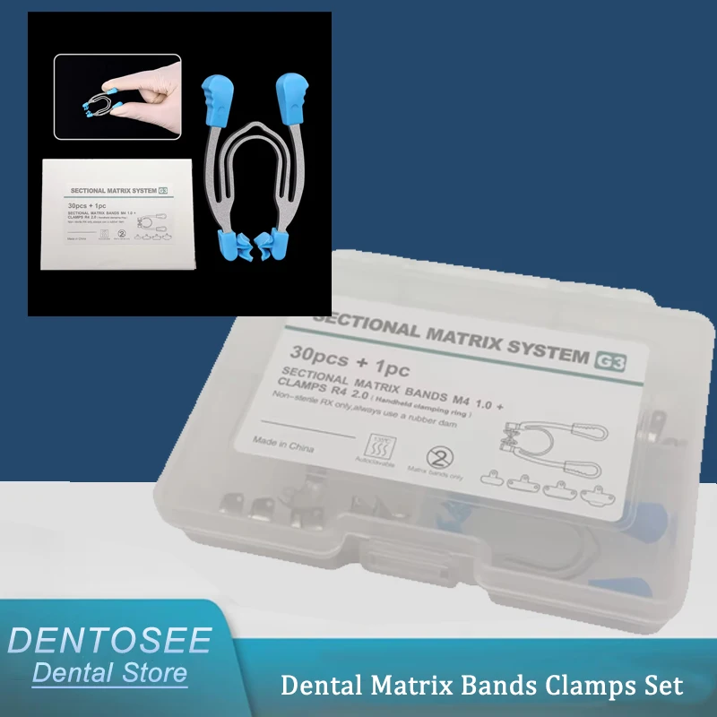 

Dental Matrix Bands Set Autoclavable Metal System & Rings for Resin Fillings, Contoured & Sectional
