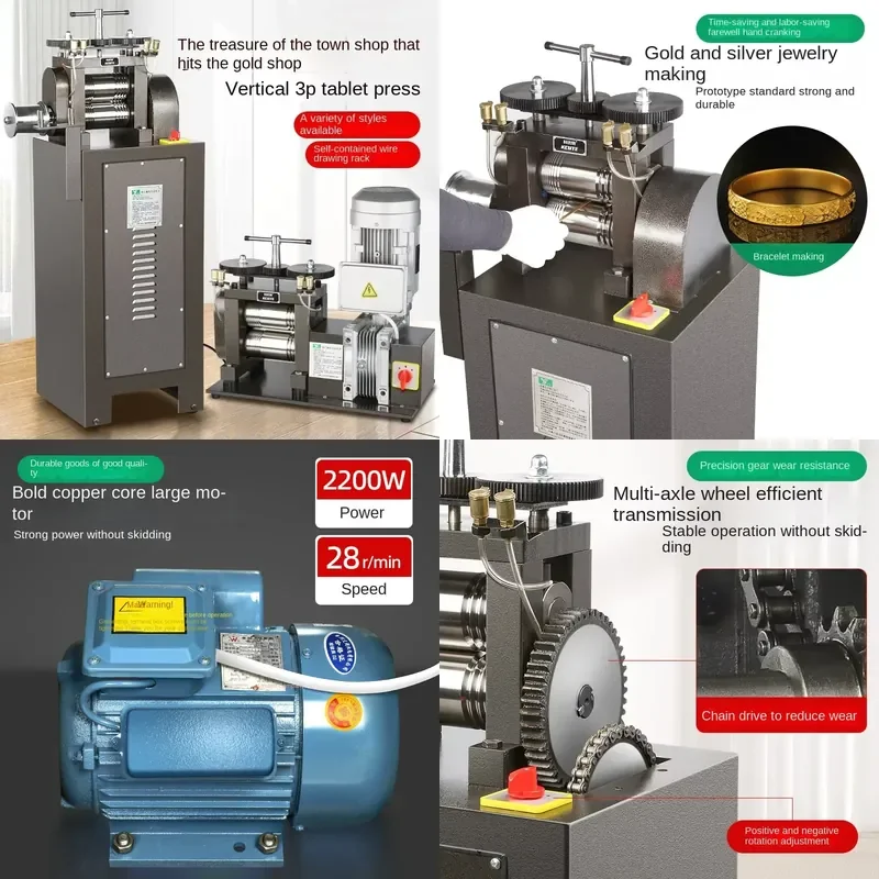 for Vertical Gold Silver Wire Drawing Machine Cold Rolling Mill Three Piece Set Crushing Square Wire Gold Making Jewelry