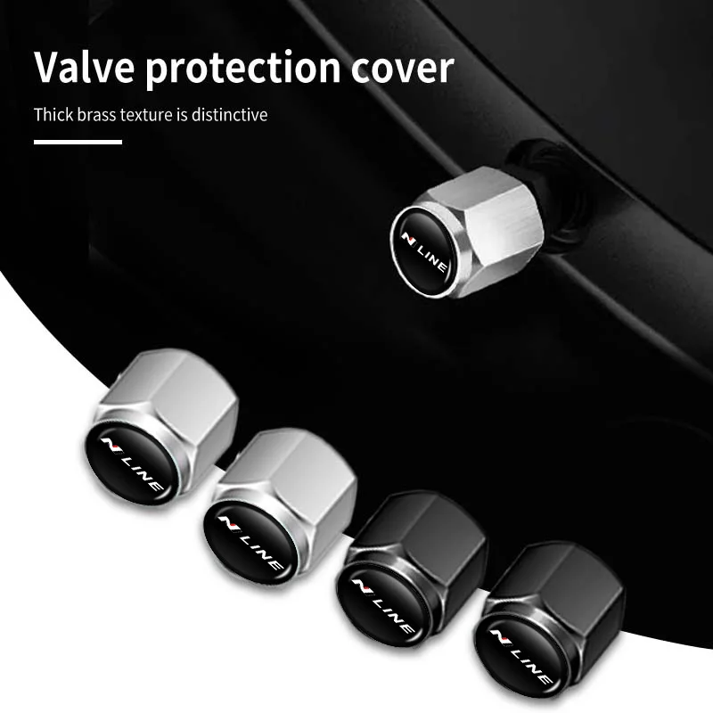 For Hyundai Car Tire Valve Caps Auto Universal Anti-Rust Protection Covers N Line i20 i30 Sonata Tucson Azera Elantra Veloster