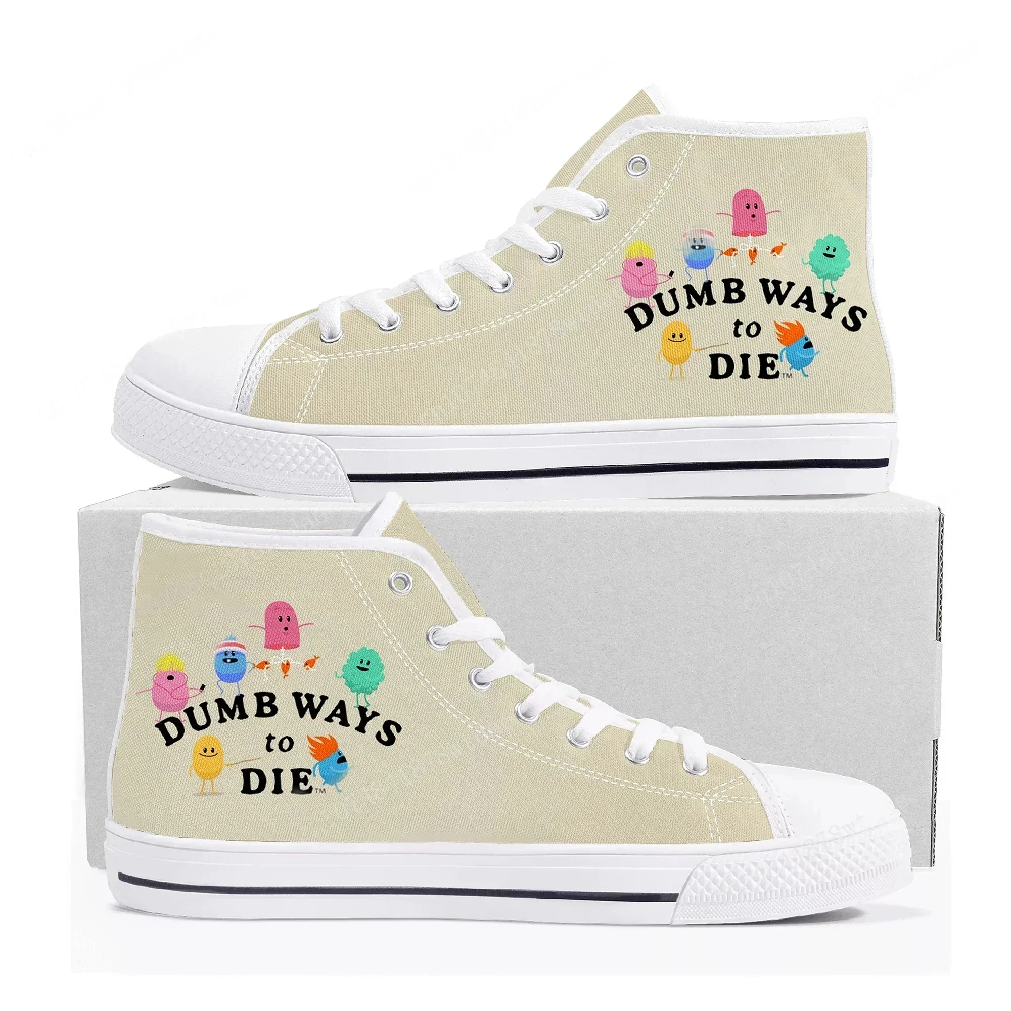 

Dumb Ways To Die High Top Sneakers Mens Womens High Quality Canvas Sneaker Cartoon Comics Manga Couple Customized Shoes