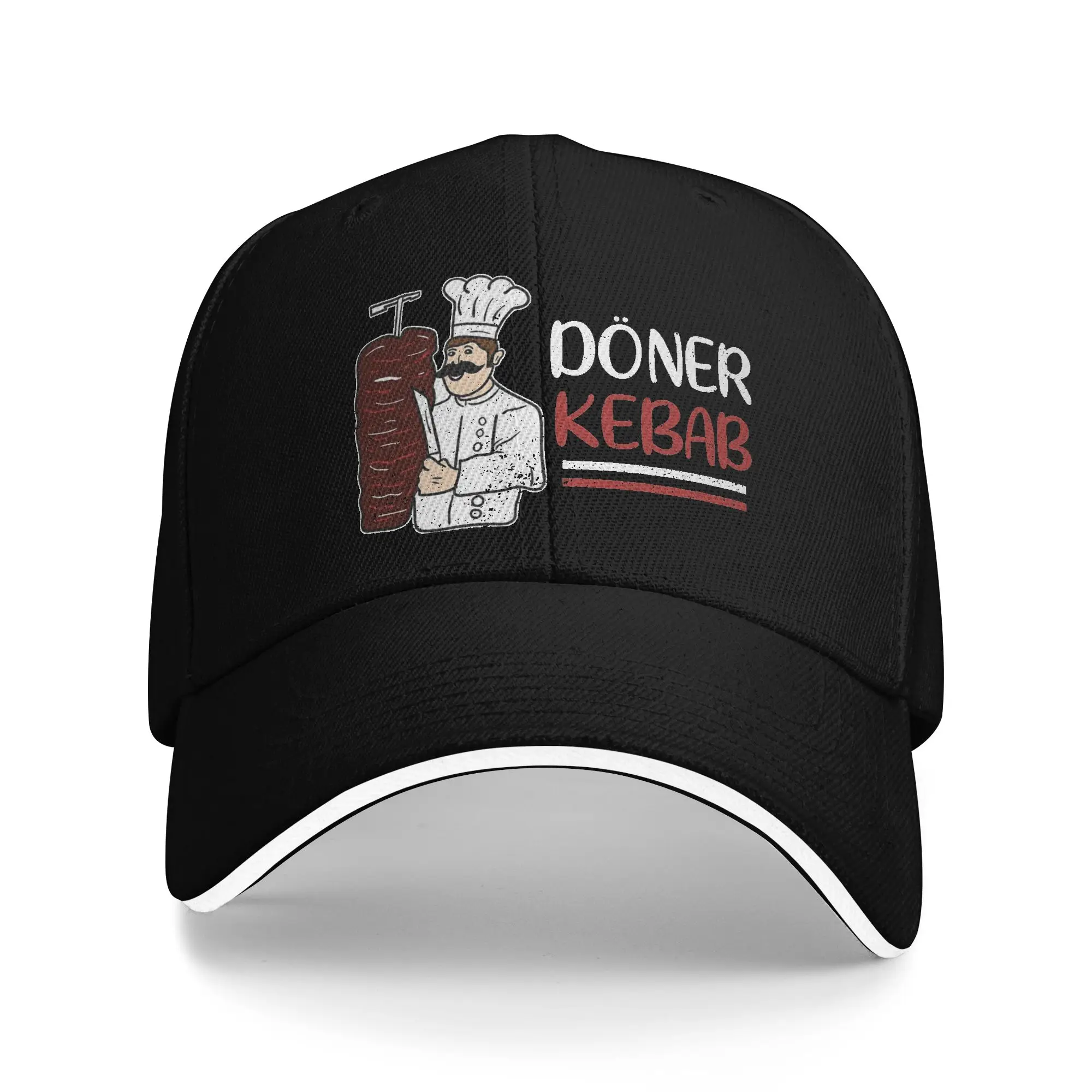 Doner Kebab Durum Shop Skewer Sandwich Baseball Cap Casual Polyester Foodie Sun Cap Unisex Activities Adjustable Fit Adult Hat