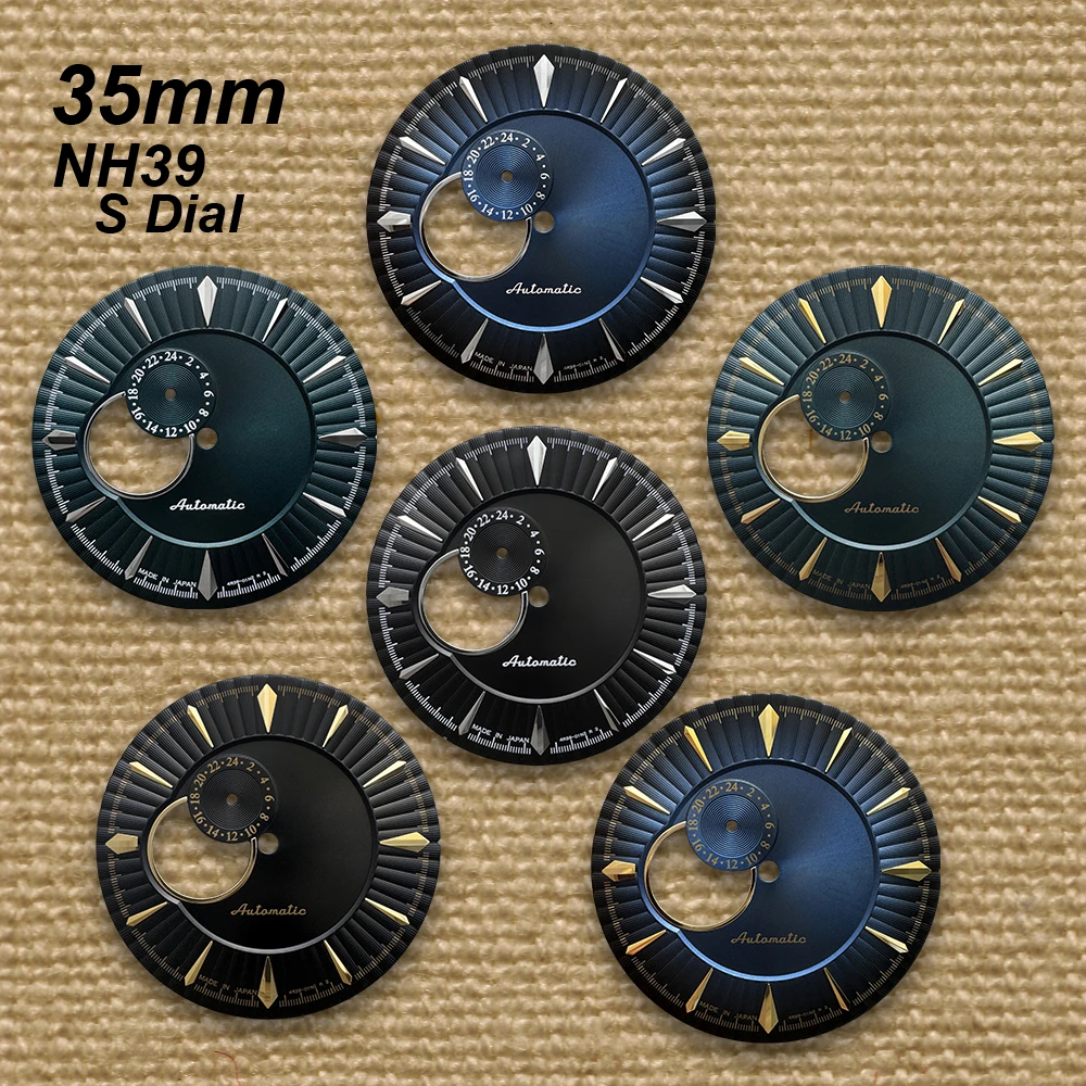 35mm Cocktail S Dial Fit NH35/NH36 Movement High-Quality Vertical Grain Dial Watch Modification Accessories