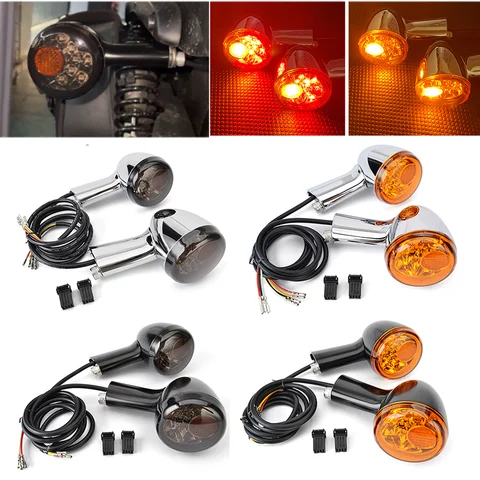 LED 오토바이 방향 지시등, 전면 후면 점멸기, LED 렌즈, 할리 스포스터 XL883 XL1200 카페 레이서용, 2 개