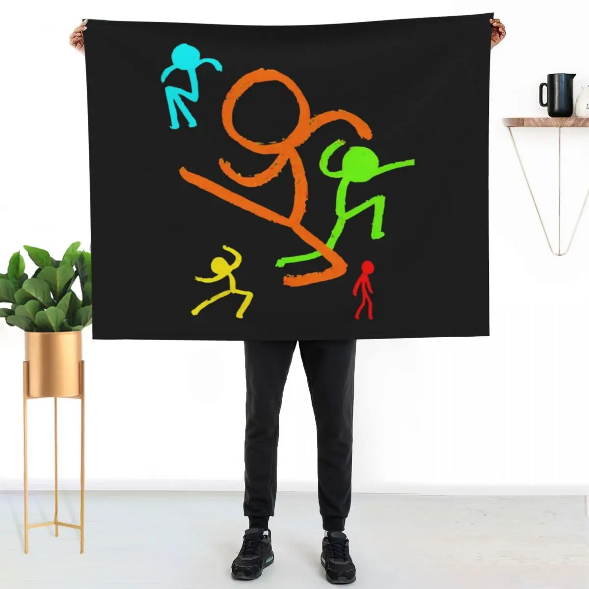Alan Becker Five Stick Figures Classic Throw Blanket Wrinkle Resistant Lightweight Blanket