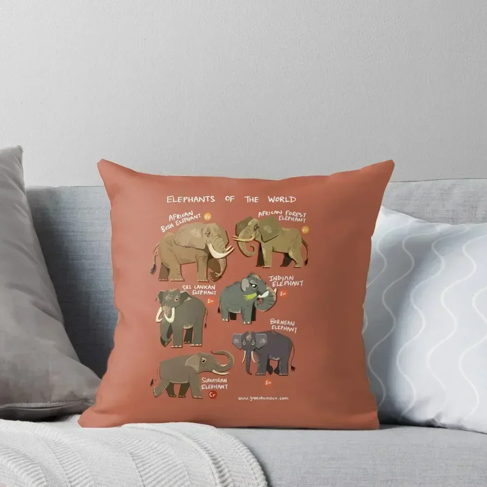 

Elephants of the World Throw Pillow Pillow Covers Decorative Decorative Cushions bed pillows Anime pillow