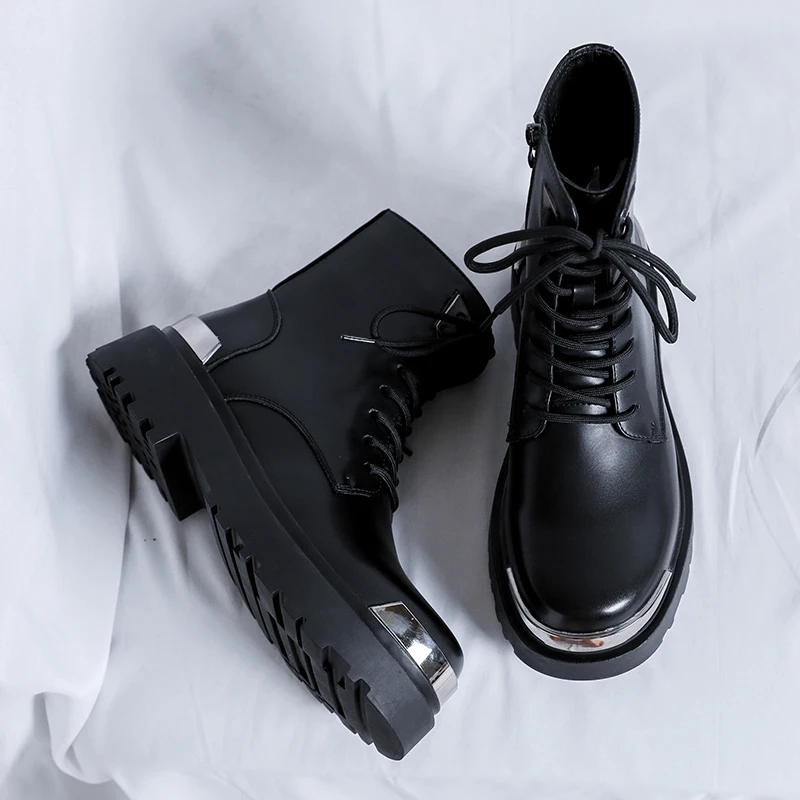 

Men's Shoes fashion Leather Business Shoes New punk boots for Men Designer sneakers spring Motorcycle boots black High-Top Boots