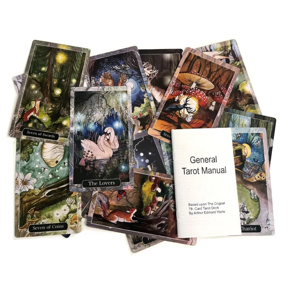 Spirits of The Woodland Tarot Deck 12*7cm A Fully Illustrated Complete Tarot Deck 78 Pcs Cards + 6 Special Cards with Guidebook