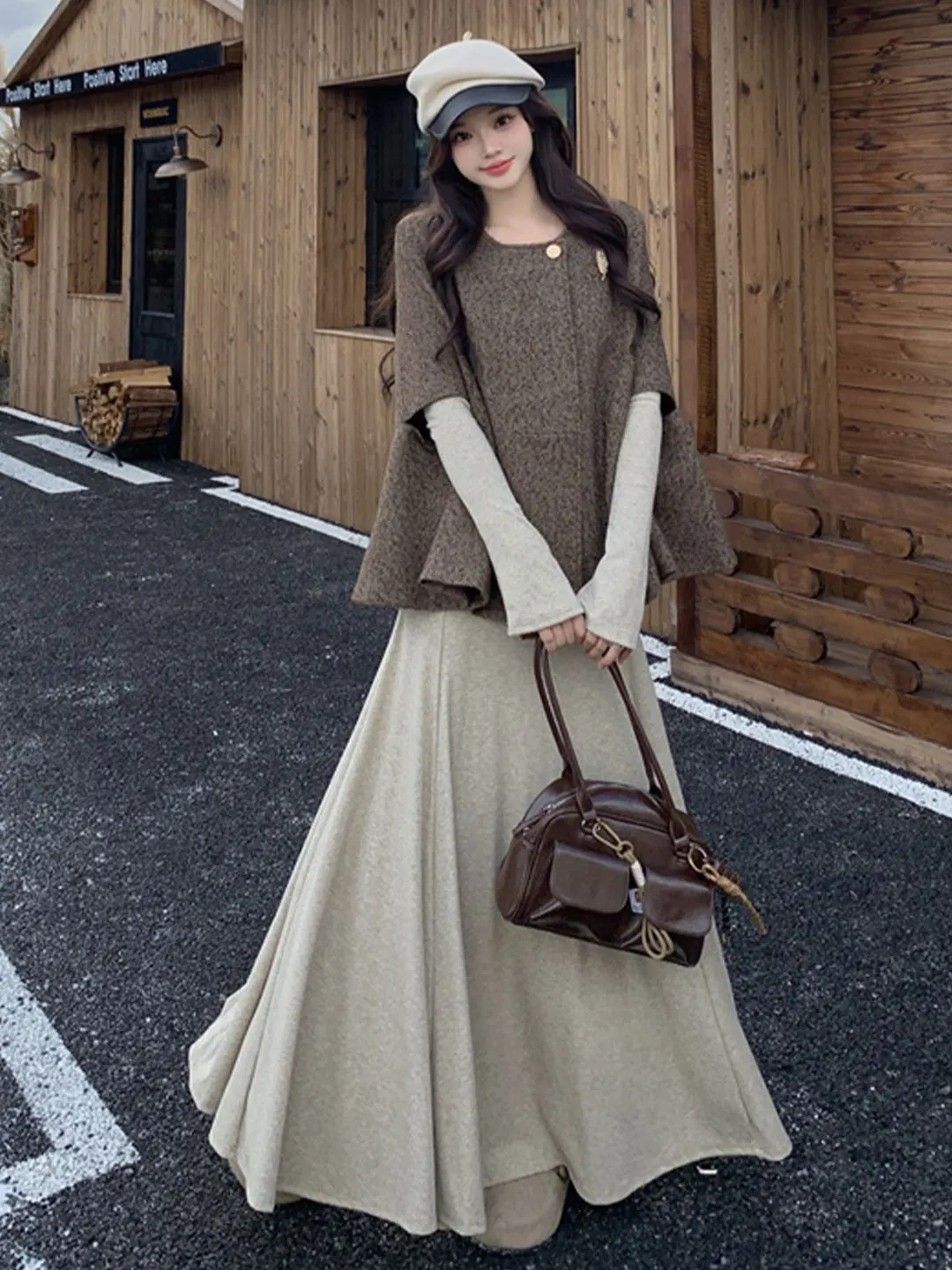 

Маленький женский комплект Fraance Sle на осень-зиму больших размеров с шилом, длинное пальто све и комплект из двух предметов Dr для женщин