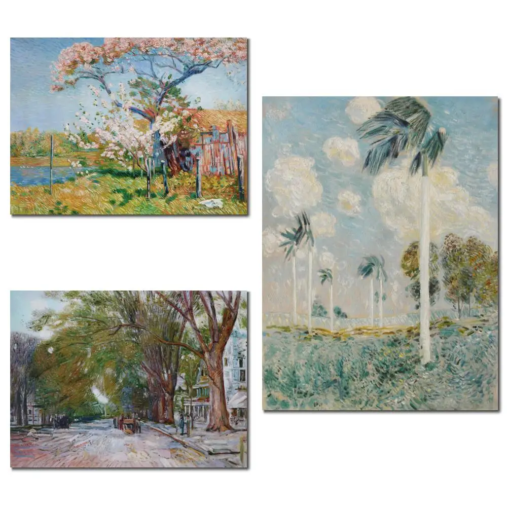 

Frederick Childe Hassam Apple Trees Bloom Old Lyme Oil on Canvas Landscape Hand Painted Picture for Bar Decor