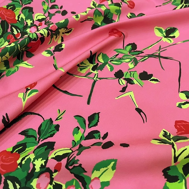 

Pink BBackground Small Red Flower Cluster Printed Cotton Material Fabric For Telas Para Costura Tissus DIY Cloth Sewing Material