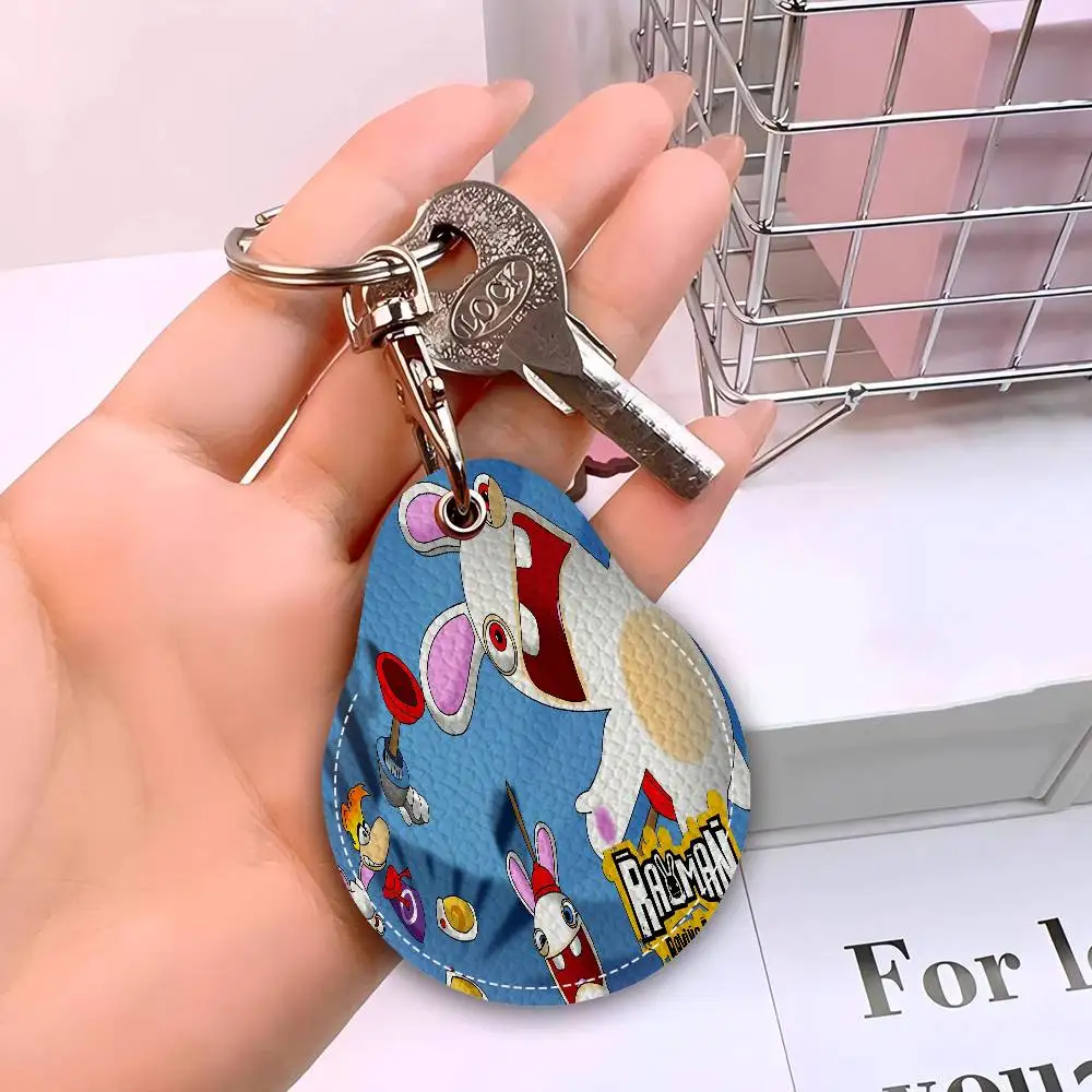 لعبة R-Raving R-Rabbids نمط الرسوم المتحركة الإبداعية بطاقة الوصول الحساسة واقية كم المفاتيح قلادة الزخرفية الموضة