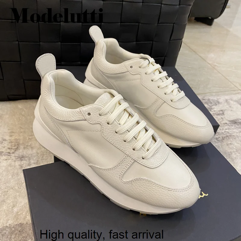 

Spring 2023 New Autumn Fashion Platform Thick All-match Leather Sneakers Women Simple Casual Running Shoes Female