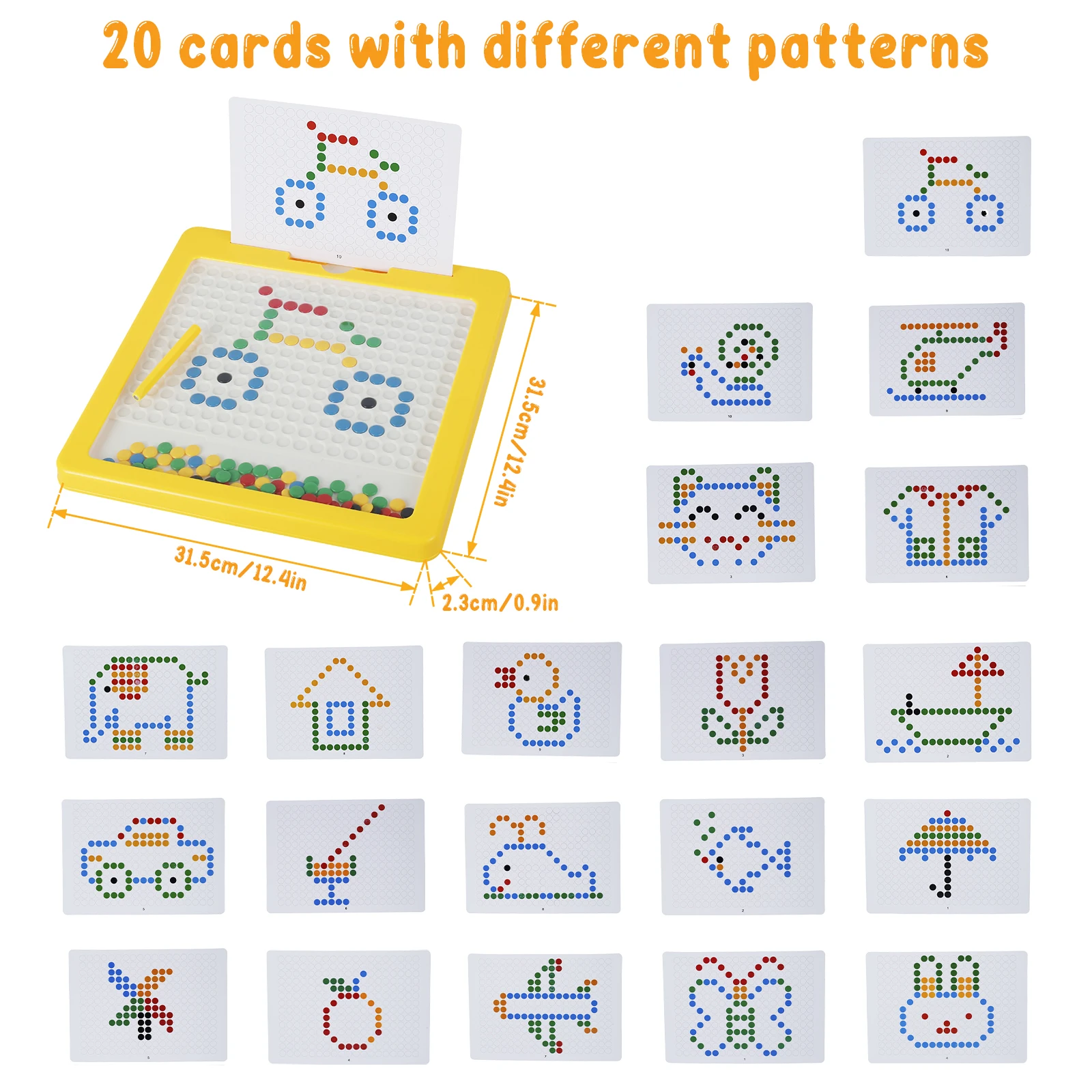 Magnetic Drawing Board for Toddlers Colorful Magnet Beads Painting Drawing Board with Pen and Pattern Cards Educational Toys