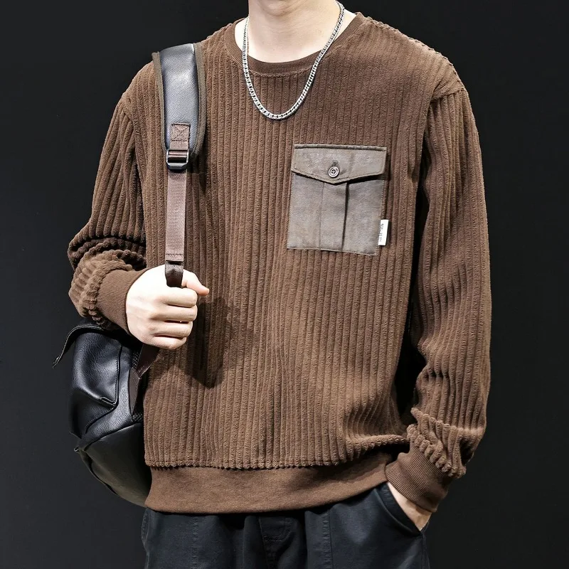 

Fashionable Pocket Sweatshirt for Men in Autumn 2025 New Trendy Brand Loose Casual Round Neck Versatile Top