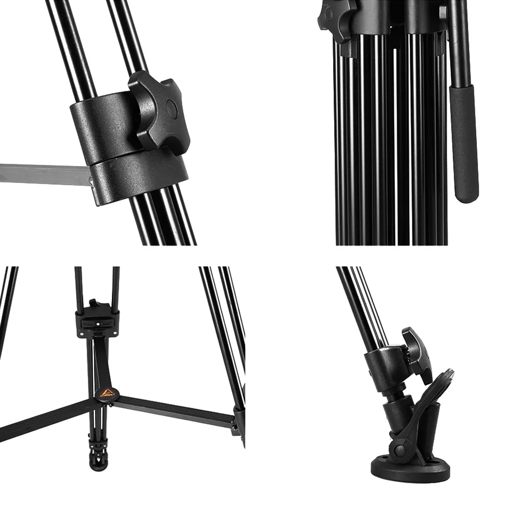 EIMAGE G30 tripod aluminium mangkuk 75mm kepala halus profesional untuk kamera video