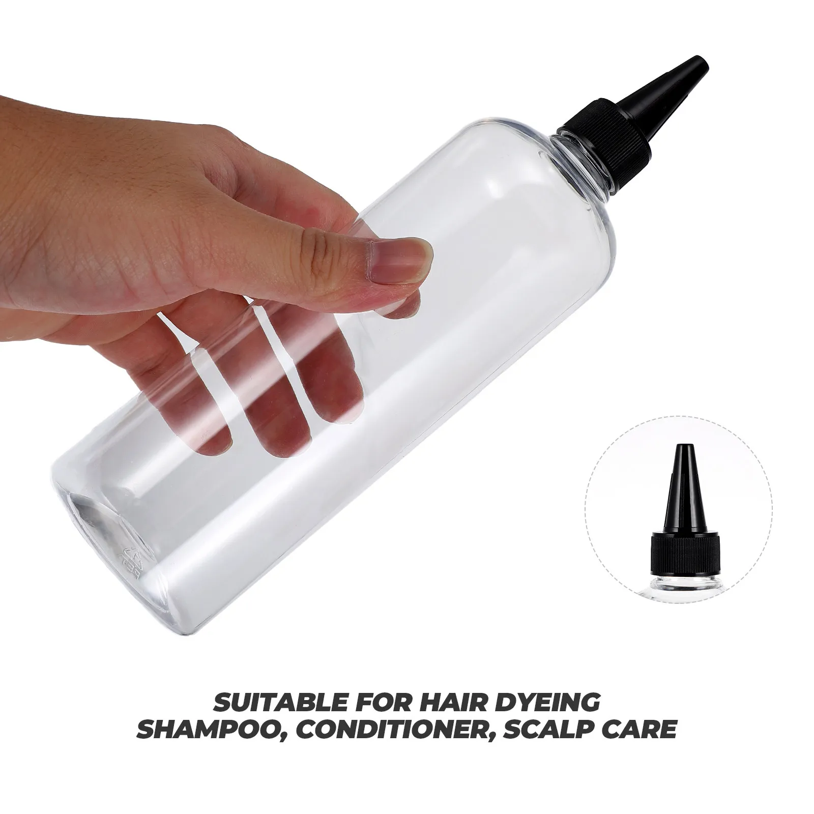 

5Pcs Round Shoulder Applicator Bottles Hair Color Bottle Refillable Pointed Mouth Plastic Squeeze Bottle for Hair Dye Shampoo