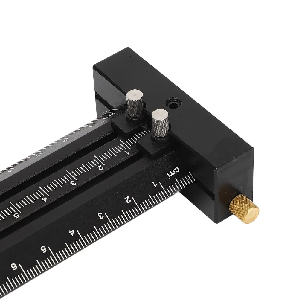 Aluminum Alloy T Square Ruler Double Needle 16cm Length Woodworking Scriber Fine Tuning Black Color Double Line Ruler