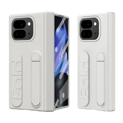 For Google Pixel 9 10 11 Pro With Hinge Phone Case Wristband Wrist Strap Stand Screen Protection Film Shockproof Protecion Cover