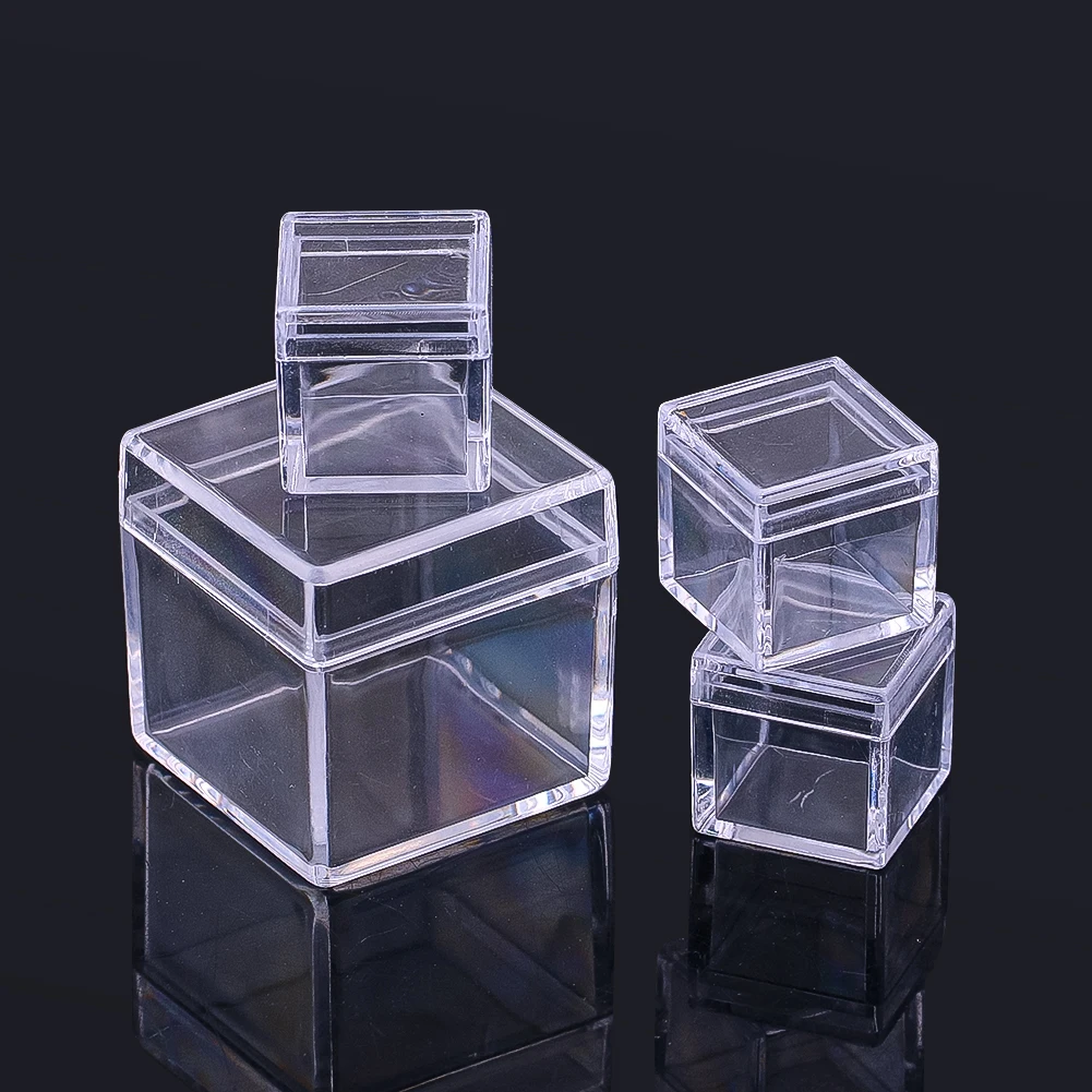 2pcs Clear Acrylic Square Jewelry Storage Box Collecting Enthusiasts Storage Insect Specimens Ancient Coins Display Small Props