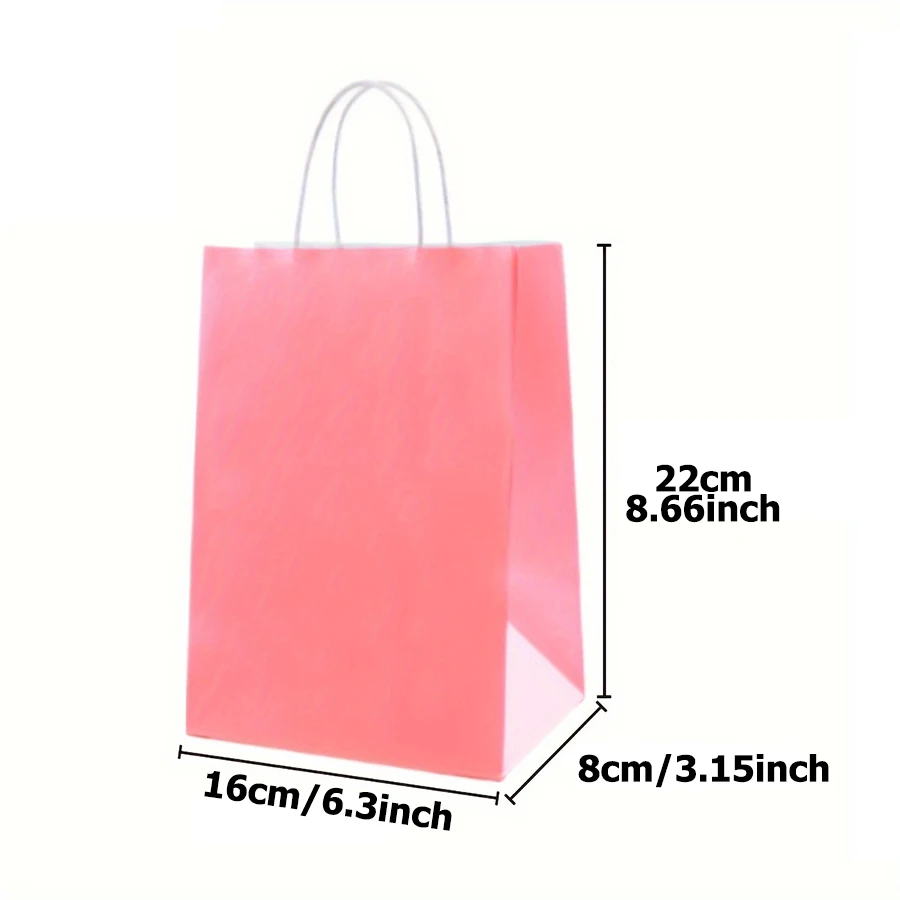 6-24pcs 16x22x8cm Kraft Paper Bags Reusable Gift Bag for Birthday Party Wedding Durable Gift Bag with Reinforced Handle Tote Bag