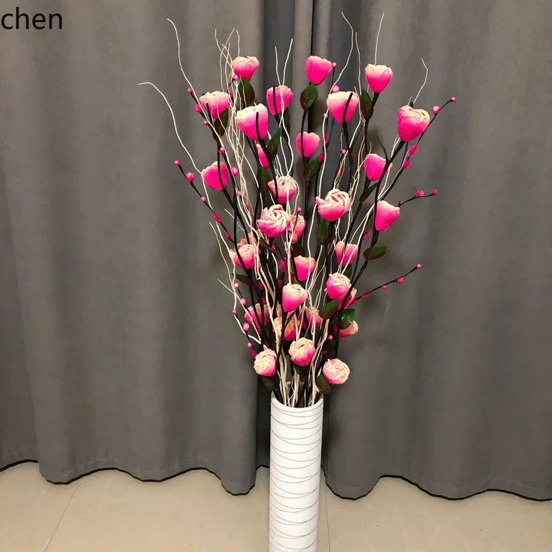 YFY  Floor-Standing Living Room Floral Rose Dried Flowers Indoor Decoration Vase Set