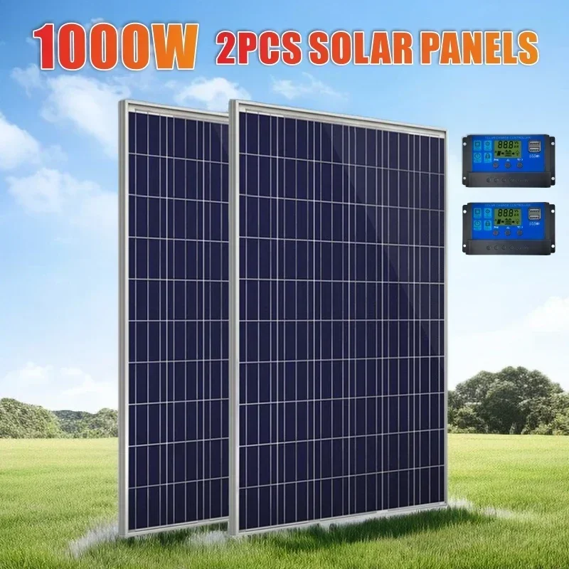 

500W/1000W Solar Panel Kits 12V Solar Panel 100A Controller Power Portable Solar Battery Charger for Outdoor Camping Mobile RV