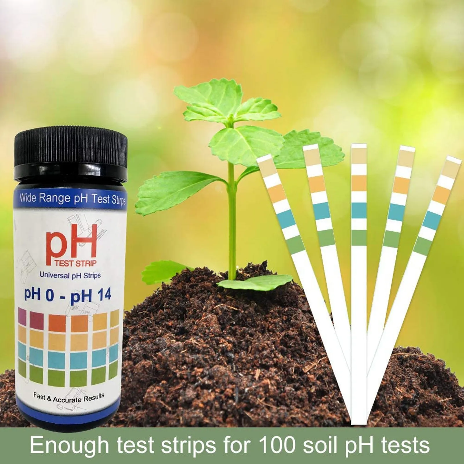 Ph Test Strips Wide Range 0-14 Soil Ph Test Kit Garden Plant Care Water Quality Test Strips Accurate Fast Results