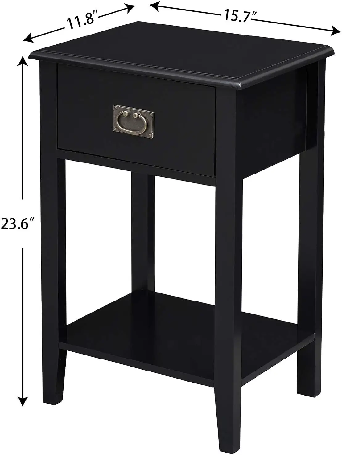 

Vecelo Nightstands End/Side Tables For Living Room Bedside, Vintage Accent Furniture For Small Space, Solid Wood Legs, Black,