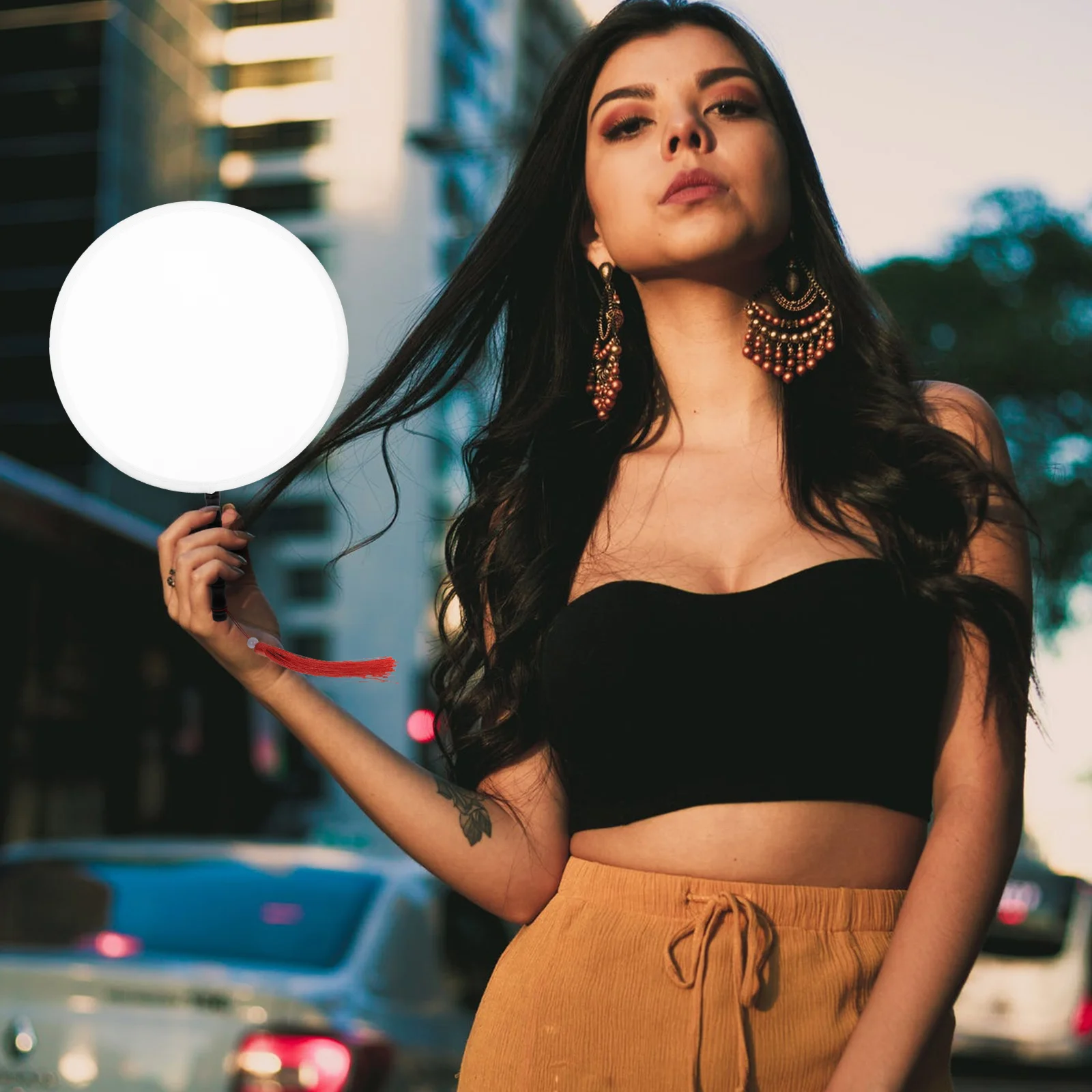 Dancing Fan Hand Folding Round Handheld Foldable Adornment Retro Dance Paddle Simple Circular Classic Mini Fans Portable