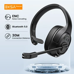 EKSA H1 Bluetooth 5.0 Headset Wireless Headphones With Mic Ai ENC Noise Cancelling Office Earphones For Driver Call Center Skype