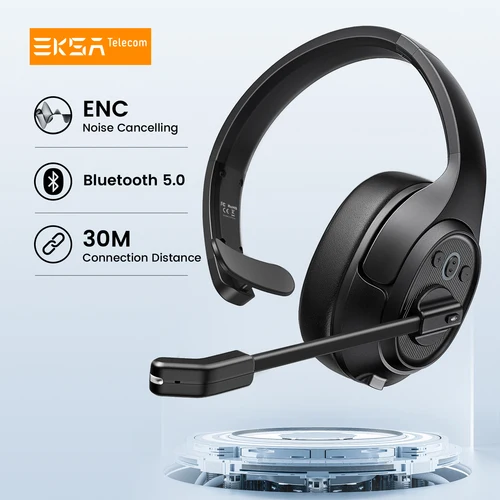EKSA-auriculares inalámbricos H1 con Bluetooth 5,0, dispositivo de audio con micrófono Ai ENC, cancelación de ruido, para oficina, para Conductor, centro de llamadas, Skype