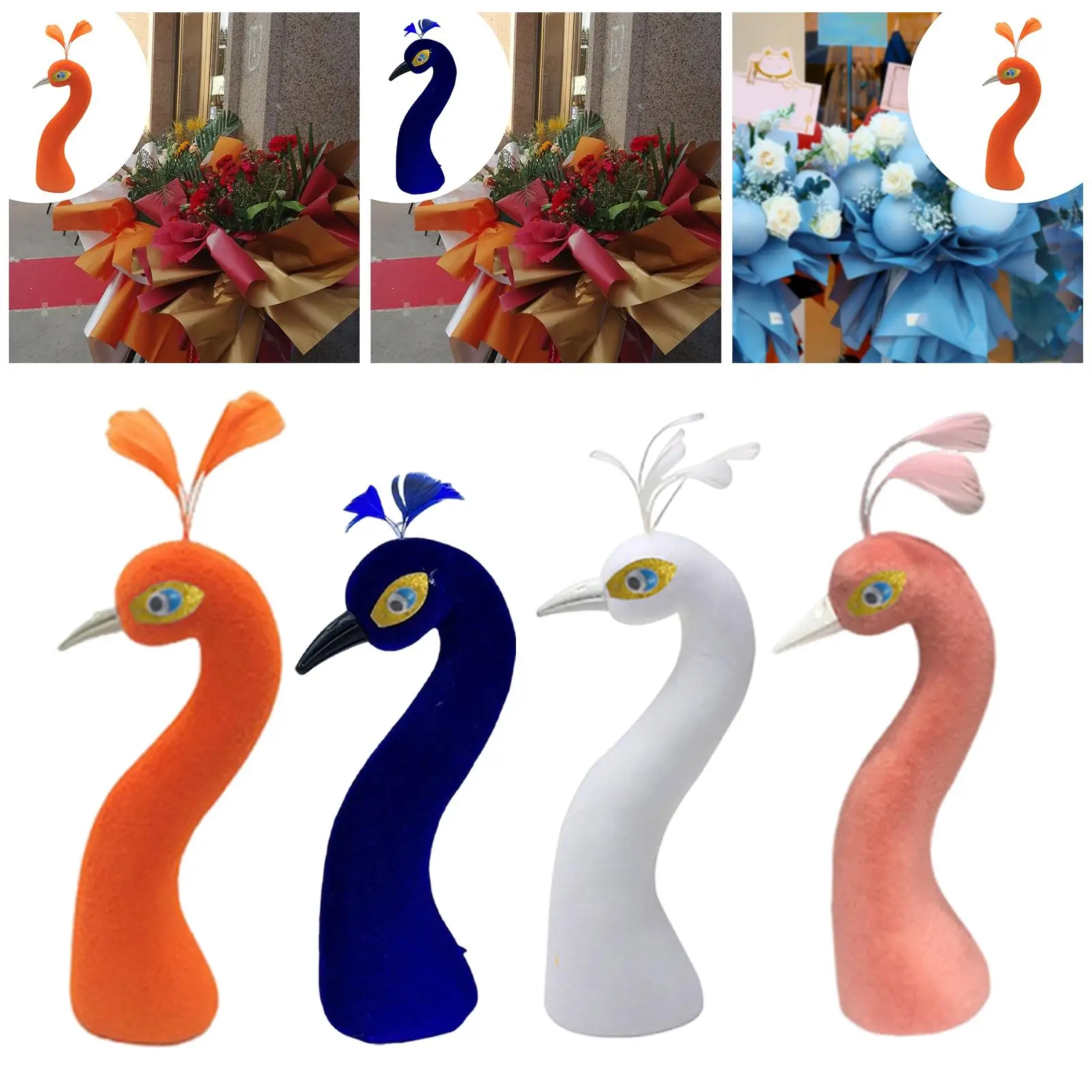 Simulated Peacock Head Model Embellishment Realistic Flower Arrangement Supplies for Evening Cabinet Home Office Living Room