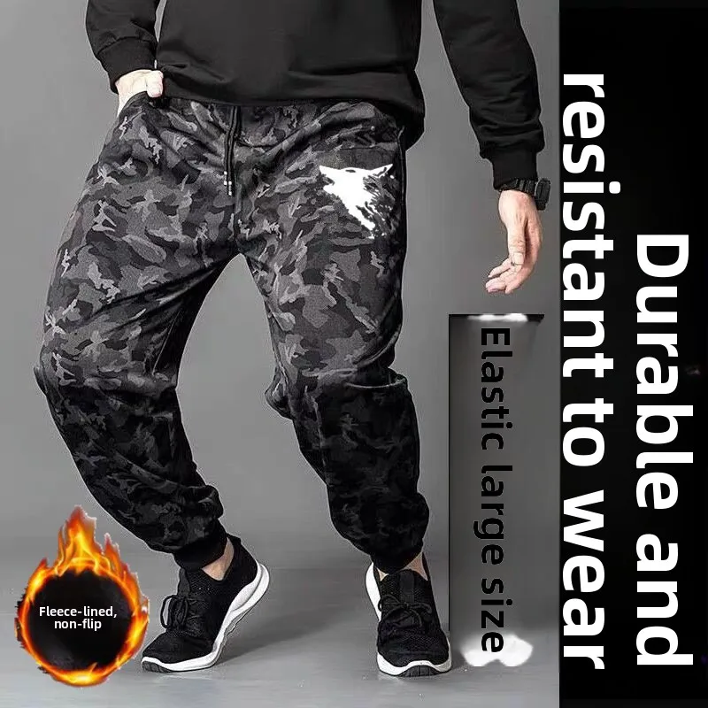 

Thiened Fce Casual Sports Pants for Men Autumn Winter Large Size Workwear Construction Site Durable Elastic Camouflage T...