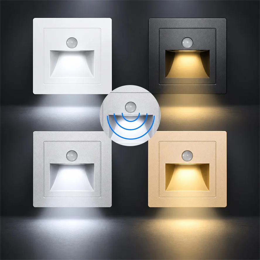 1-5PCS LED Infrared Motion Sensor Recessed Motion Detector Steps Ladder Staircase Bedroom Indoor Home Environment Decoration