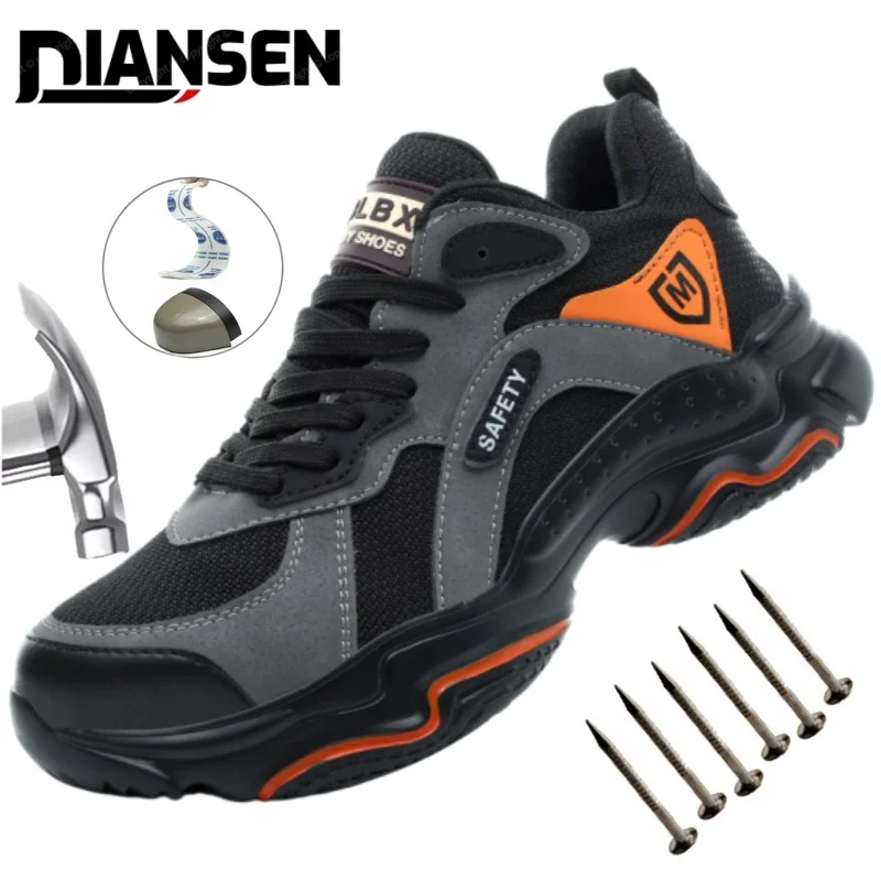 Leichte Sicherheitsschuhe für Herren, Stahlkappen-Sicherheitsstiefel mit Durchtrittschutz und Atmungsaktivität, Arbeitsschuhe für Bauarbeiter