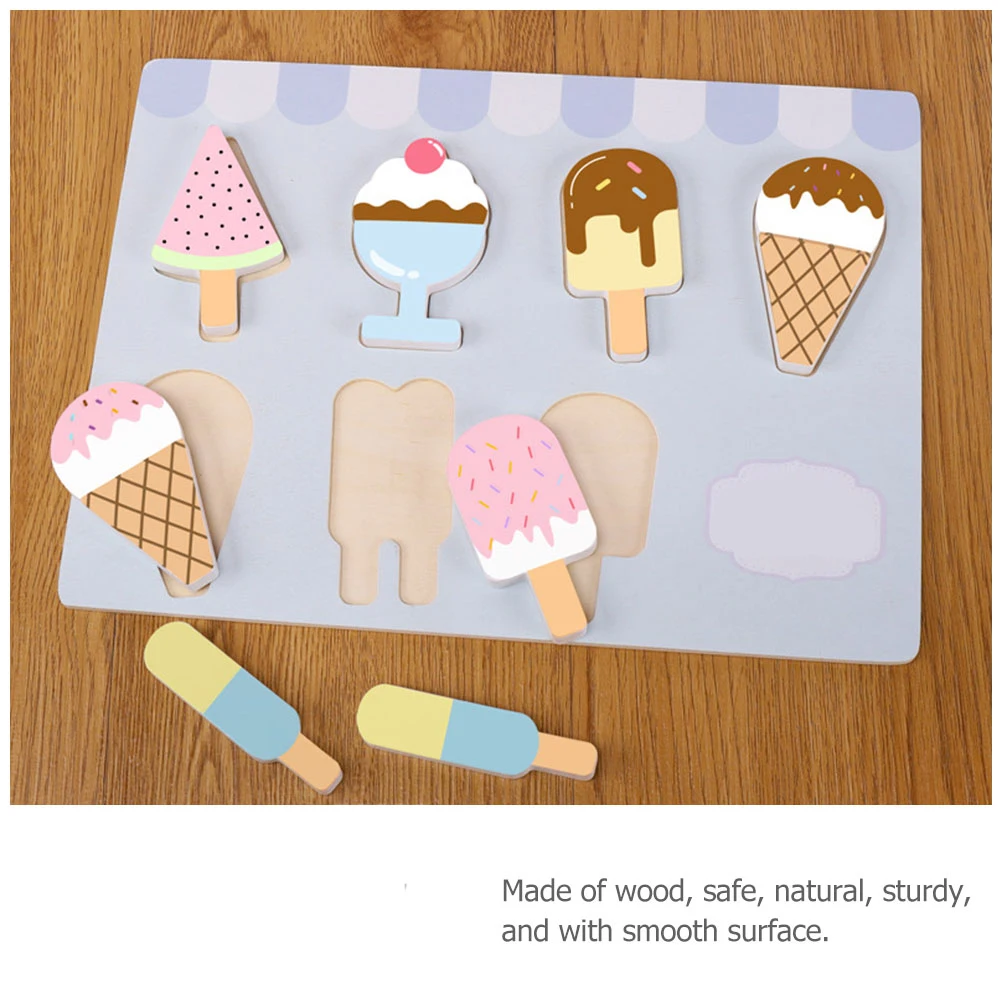 Ice Cream Puzzle Play Toy Shop Preschool Toys Wooden Kid Learning Color Recognition Kids Puzzles Pretend Child Children