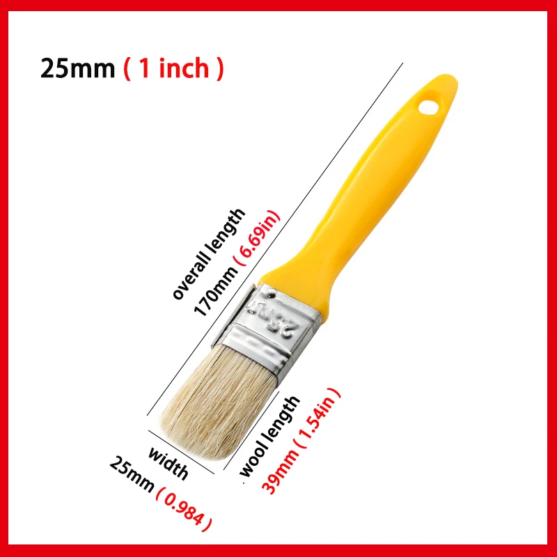 Yellow Rubber Handle White Bristle Brush Tool Decoration Paint Coating Latex Cleaning Barbecue Baking Painting