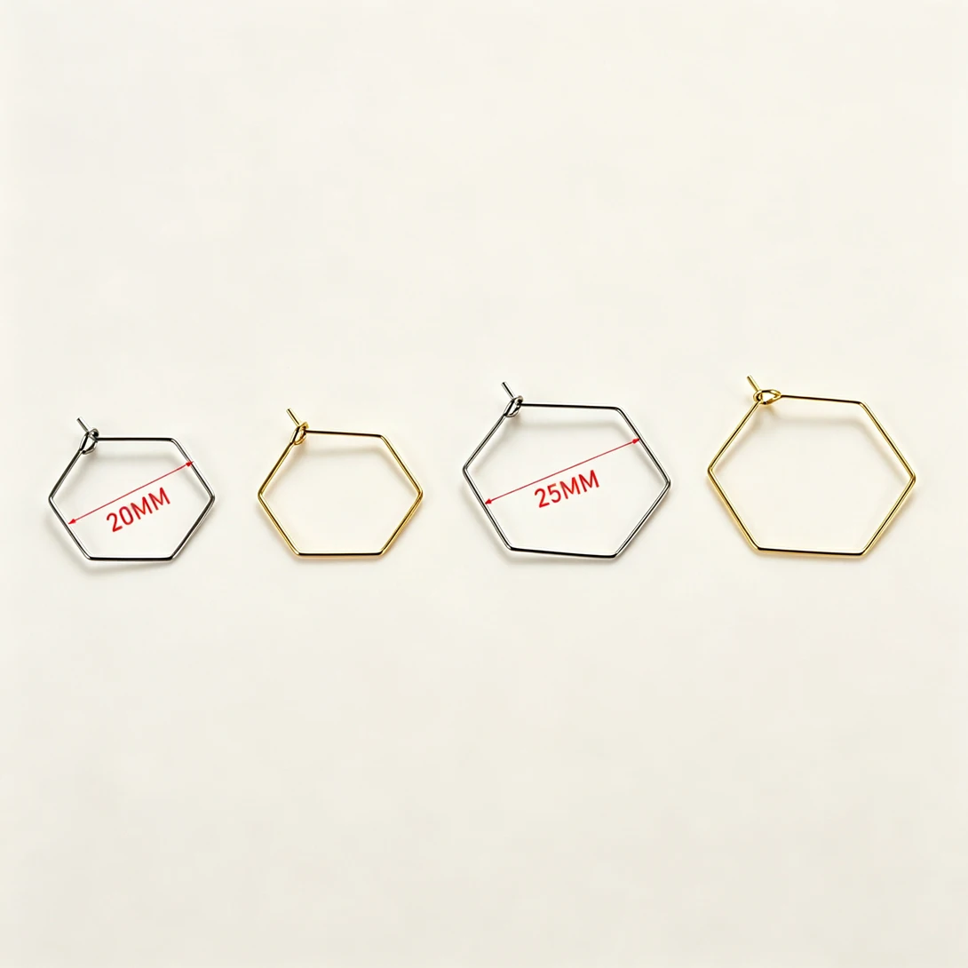 100/200Pcs Stainless Steel Hexagon Earring Hoops Hypoallergenic 9 Pin Beadable Ear Wires For DIY Dangle Earrings Jewelry Making