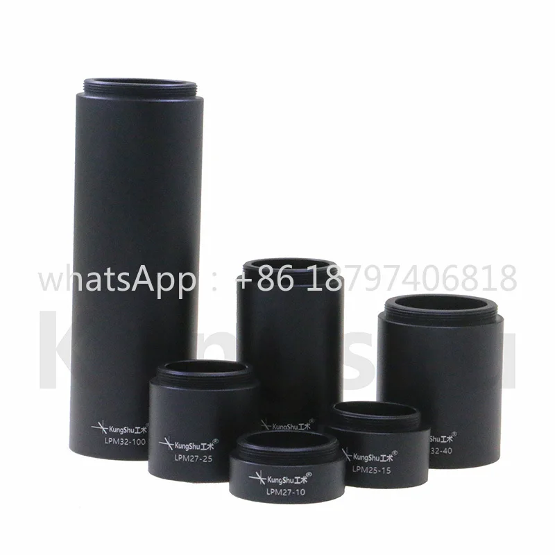 Lens sleeve extension tube, compatible with C-Mount/RMS/M25/M27/M32 threads, multiple lengths available.