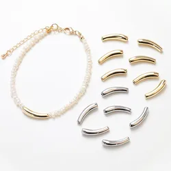 4PCSCrescent Moon Spacer Beads for Jewelry Making Bracelet Necklace DIY Hand Made Brass 14k Gold Plated Accessories 19.3*4.3mm