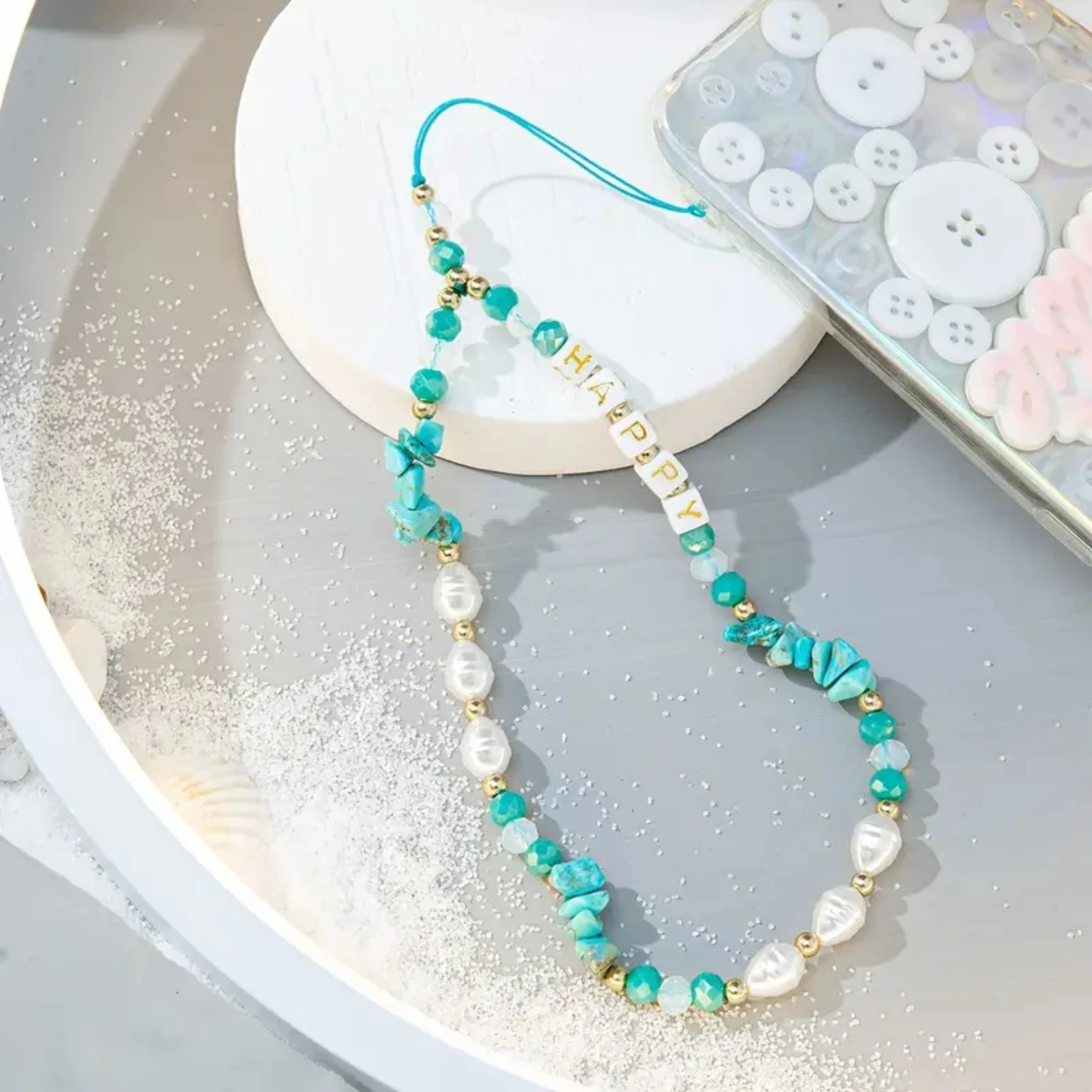 الحصى اللؤلؤ مطرز حزام الهاتف كريستال الهاتف المحمول سلسلة شريط للرسغ الإبداعية الهاتف الخليوي الديكور الحبل حزام المفاتيح Bac