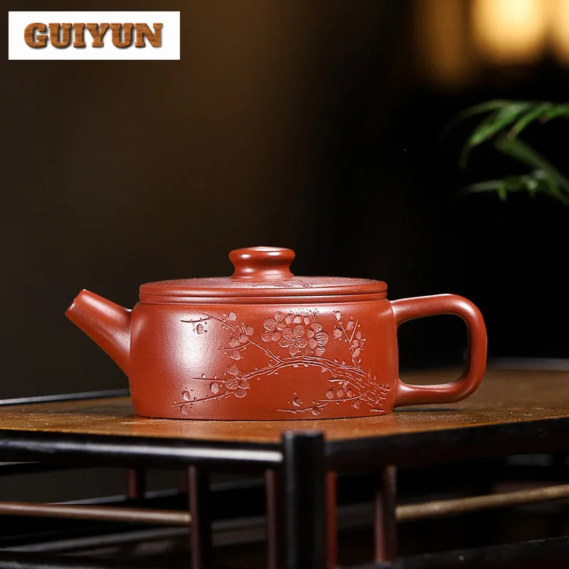 

100ml Boutique Yixing Purple Clay Teapots Handmade Plum Blossom Large Caliber Pot Raw Ore Dahongpao Mud Kettle Zisha Teaset Gift