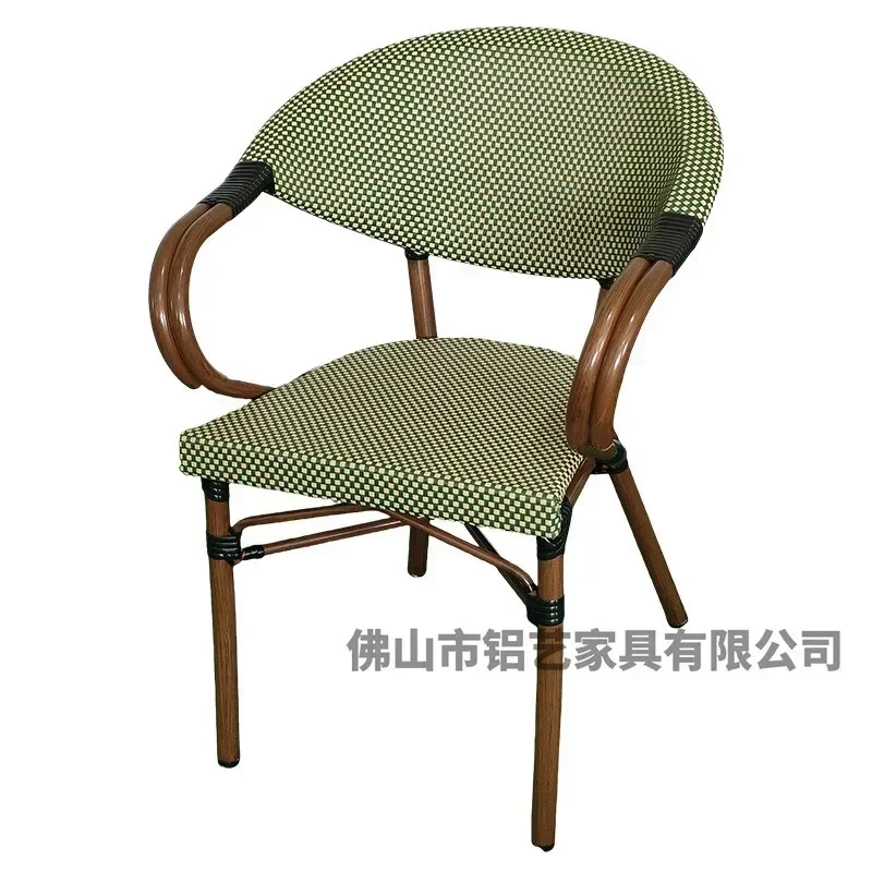 Outdoor rattan chair courtyard open-air restaurant French rattan chair cafe American leisure Internet celebrity backrest