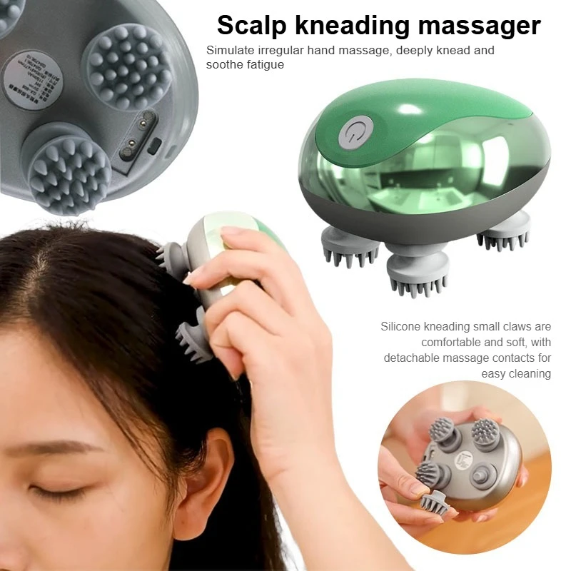 

Portable waterproof head meridian massager with multifunctional hand like kneading, scalp decompression and relaxation massager