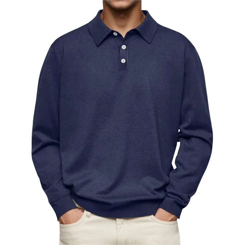 

ABRT-Mens Knit Shirts Casual Long Sleeve Classic Shirts Button Down Golf Shirts