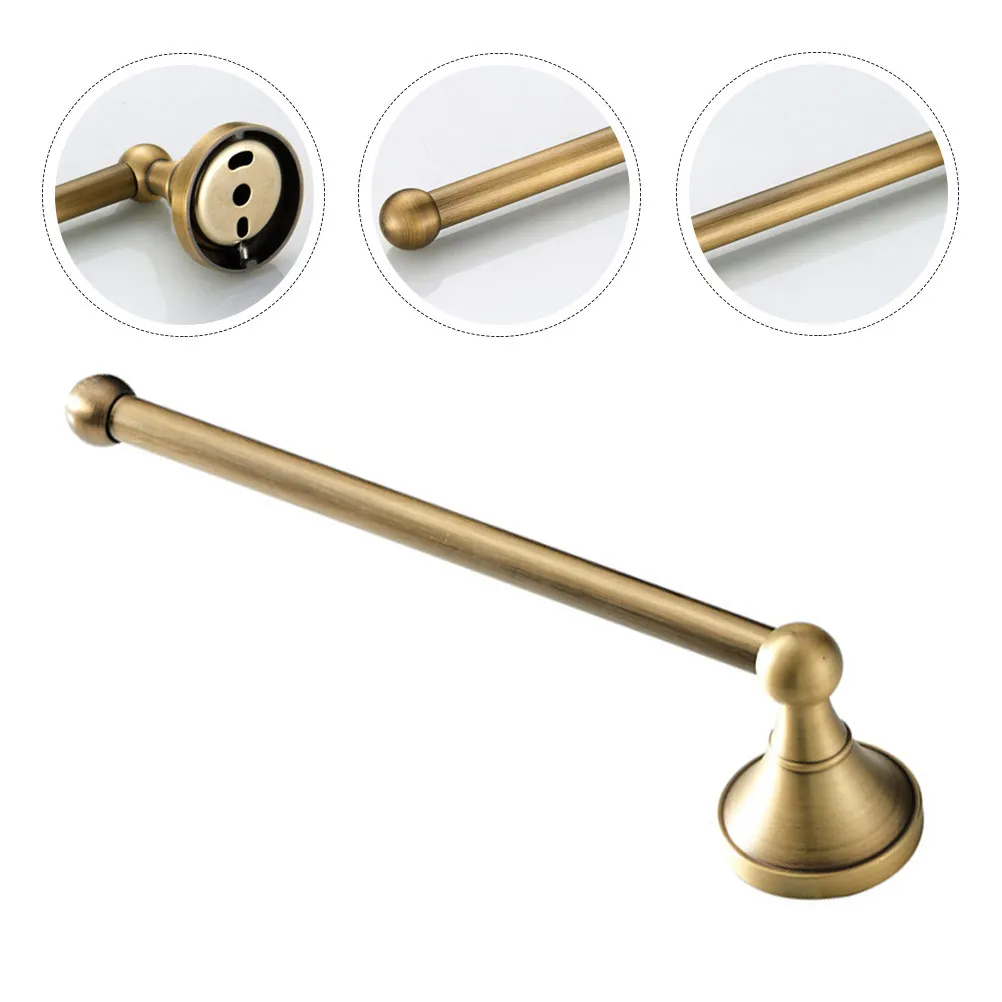 

1Pcs Wall Mounted Bathroom Towel Holder Copper Vintage Towel Rack Punch Free Rotatable Organizer Toilet Roll Holder