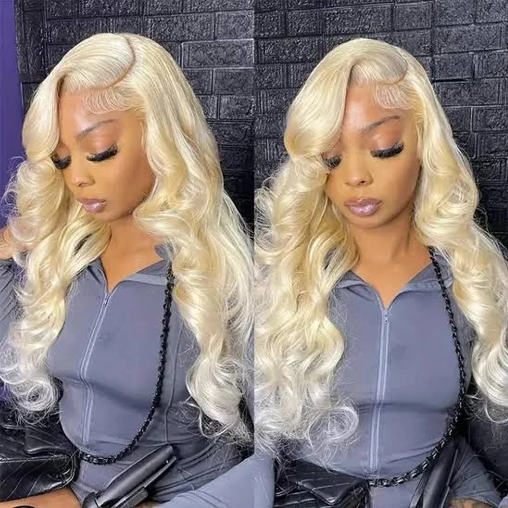 613 Honey Blonde Color 13x6 Transparent HD Lace Frontal Wigs 30 40 Inches Body Wave Human Hair Wigs Brazilian Pre Plucked With Baby Hair Wet And Wave Blonde 613 Colored Lace Front Human Hair Wigs For Women